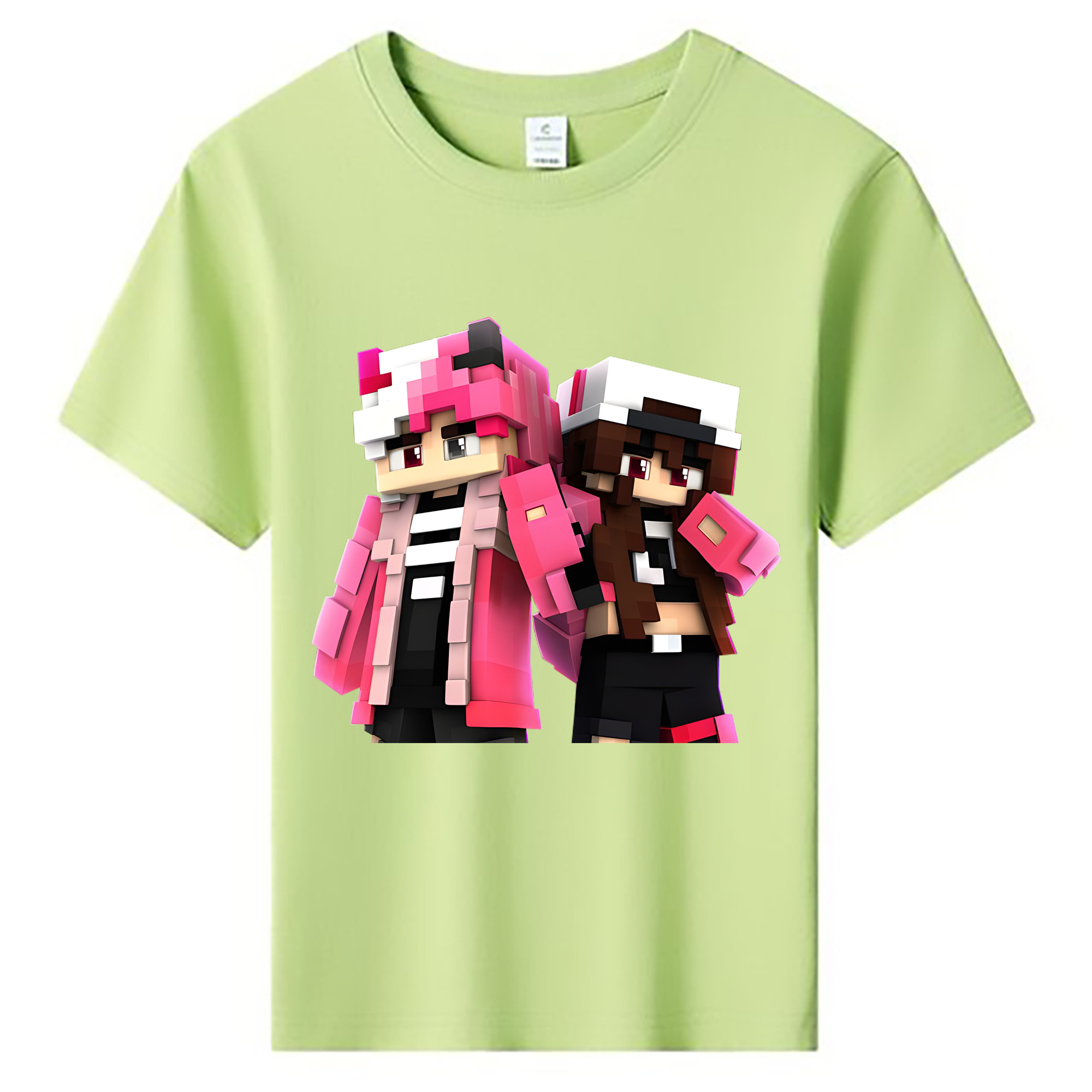 （画像用） マインクラフト ブロックの世界 Minecraft MC Block world 綿100％キッズTシャツ（フロントプリント）